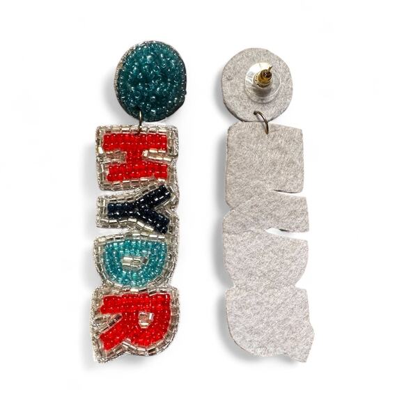 HYDR Beaded Earrings - Ole Miss Rebel Beaded Earrings - Game Day Earrings - Picture 3 of 3